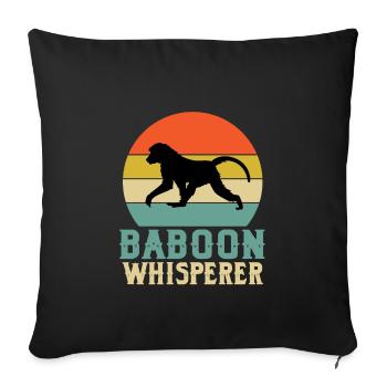 Baboon Whisperer Monkey Gift - Sofa pillowcase 17,3'' x 17,3'' (45 x 45 cm) - black - Front