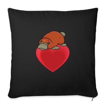 Ornithorynque doux Sur le cœur - Housse de coussin décorative 45 x 45 cm - noir - Devant