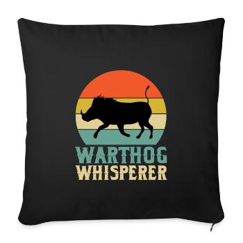 Great Warthog Whisperer Gift - Sofa pillowcase 17,3'' x 17,3'' (45 x 45 cm) - black - Front