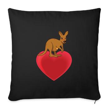 Conception de cœur de kangourou - Housse de coussin décorative 45 x 45 cm - noir - Devant