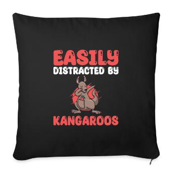 Easily distracted by kangaroos - Sofa pillowcase 17,3'' x 17,3'' (45 x 45 cm) - black - Front