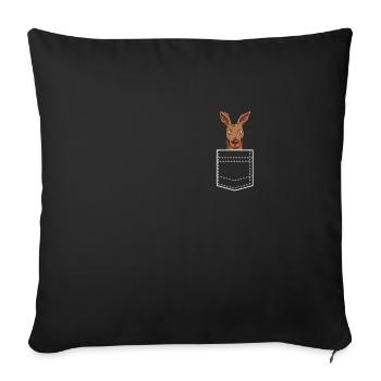Kangourou cool dans la poche de la chemise - Housse de coussin décorative 45 x 45 cm - noir - Devant