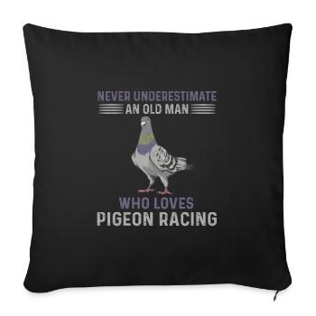 Course de pigeons pour hommes - Housse de coussin décorative 45 x 45 cm - noir - Devant