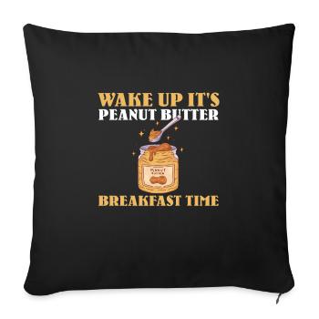 T-shirt petit-déjeuner au beurre de cacahuète - Housse de coussin décorative 45 x 45 cm - noir - Devant