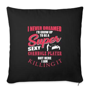 Drôle de chemise de joueur Cornhole - Housse de coussin décorative 45 x 45 cm - noir - Devant