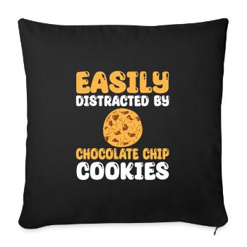 Facilement distrait par les biscuits aux pépites de chocolat - Housse de coussin décorative 45 x 45 cm - noir - Devant