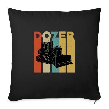 Retro Bulldozer T-Shirt - Sofa pillowcase 17,3'' x 17,3'' (45 x 45 cm) - black - Front