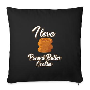 J’adore les biscuits au beurre de cacahuète - Housse de coussin décorative 45 x 45 cm - noir - Devant