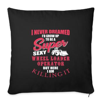 Drôle de cadeau de conducteur de chargeuse sur pneus - Housse de coussin décorative 45 x 45 cm - noir - Devant