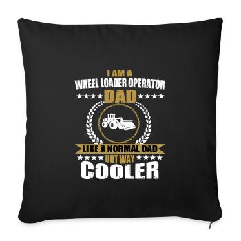 Chargeuse sur pneus Papa - Housse de coussin décorative 45 x 45 cm - noir - Devant
