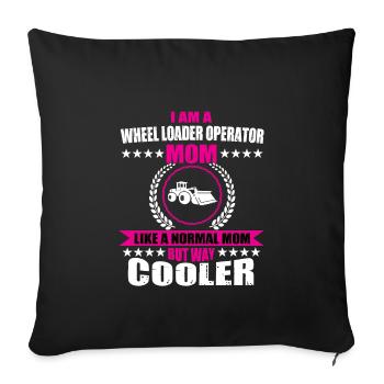 Chargeuse sur pneus Mama - Housse de coussin décorative 45 x 45 cm - noir - Devant