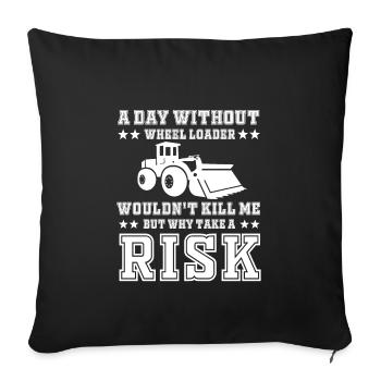 Grande tenue de chargeuse sur pneus - Housse de coussin décorative 45 x 45 cm - noir - Devant