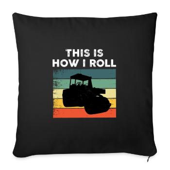 Conducteur de rouleau compresseur - Housse de coussin décorative 45 x 45 cm - noir - Devant
