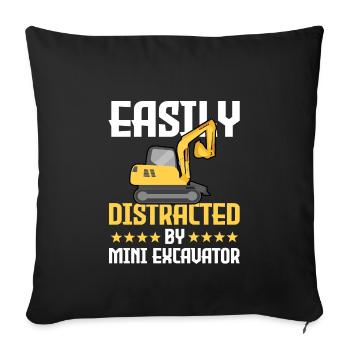 Funny excavator T-shirt - Sofa pillowcase 17,3'' x 17,3'' (45 x 45 cm) - black - Front