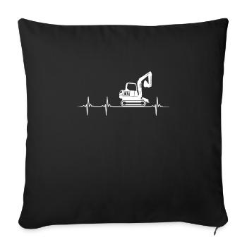 excavator heartbeat - Sofa pillowcase 17,3'' x 17,3'' (45 x 45 cm) - black - Front