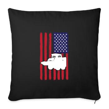 Skid steer loader with USA flag - Sofa pillowcase 17,3'' x 17,3'' (45 x 45 cm) - black - Front