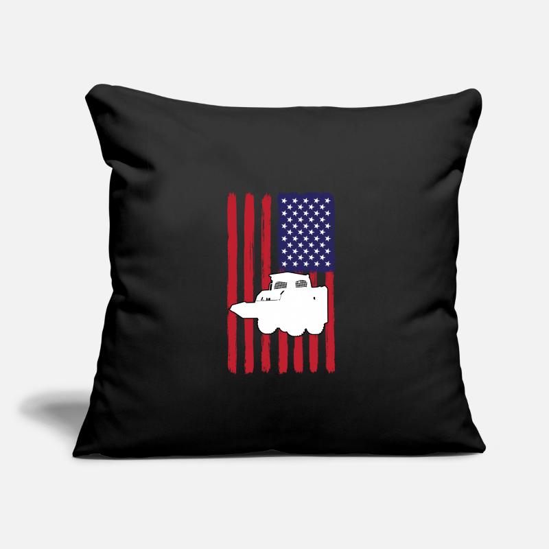 Chargeuse compacte avec drapeau des États-Unis Housse de coussin décorative 45 x 45 cm