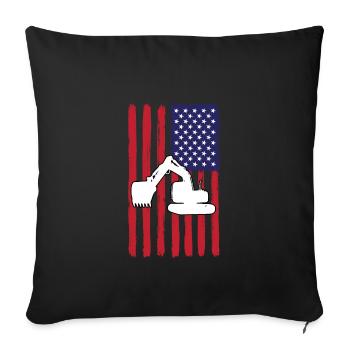 USA Fahne Baggerfahrer - Sofakissenbezug 45 x 45 cm - Schwarz - Vorne