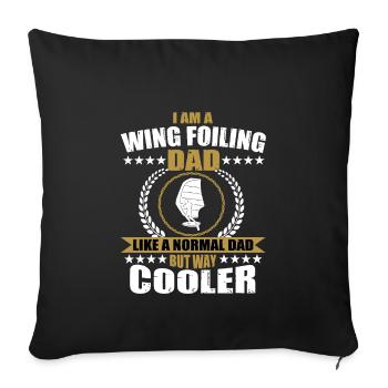 Wing Foiling Papa Surfer Für Männer - Sofakissenbezug 45 x 45 cm - Schwarz - Vorne
