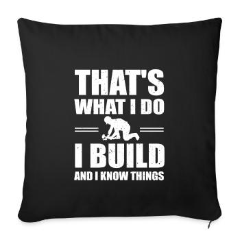 Drôle de motif d’ouvrier du bâtiment - Housse de coussin décorative 45 x 45 cm - noir - Devant