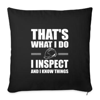Funny Building Inspector T-Shirt - Sofa pillowcase 17,3'' x 17,3'' (45 x 45 cm) - black - Front