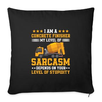Dicton sarcastique de pavé en béton - Housse de coussin décorative 45 x 45 cm - noir - Devant