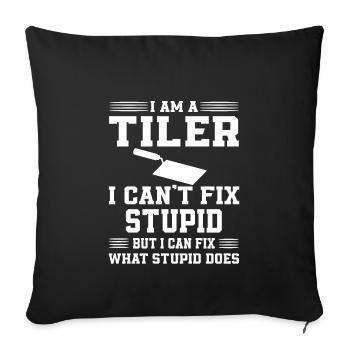 T-shirt carreleur sarcastique - Housse de coussin décorative 45 x 45 cm - noir - Devant