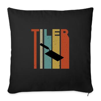 Retro tile trowel design - Sofa pillowcase 17,3'' x 17,3'' (45 x 45 cm) - black - Front