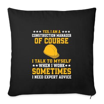 Funny construction manager shirt - Sofa pillowcase 17,3'' x 17,3'' (45 x 45 cm) - black - Front