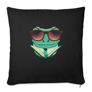 Caméléon cool avec des lunettes de soleil - Housse de coussin décorative 45 x 45 cm - noir - Devant