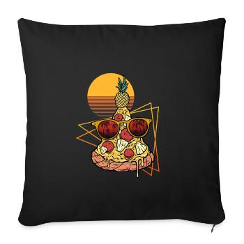 Pizza Rétro Hawaii - Housse de coussin décorative 45 x 45 cm - noir - Devant