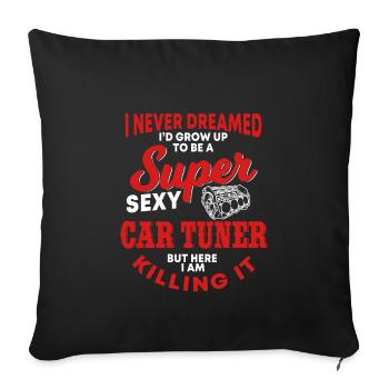 Conception amusante de tuner de voiture - Housse de coussin décorative 45 x 45 cm - noir - Devant