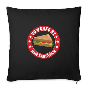 Powered by ham sandwich - Sofa pillowcase 17,3'' x 17,3'' (45 x 45 cm) - black - Front