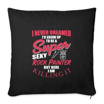 Funny Rock Painter Design - Housse de coussin décorative 45 x 45 cm - noir - Devant