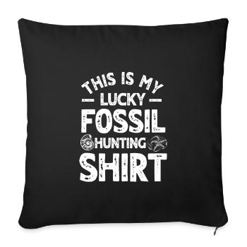 Chemise de chasse aux fossiles porte-bonheur - Housse de coussin décorative 45 x 45 cm - noir - Devant