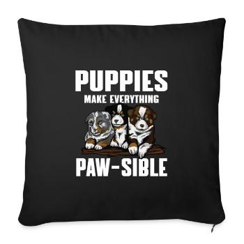 Drôles d’amoureux des chiots Jeux de mots - Housse de coussin décorative 45 x 45 cm - noir - Devant