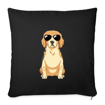 Beagle puppy with sunglasses - Sofa pillowcase 17,3'' x 17,3'' (45 x 45 cm) - black - Front