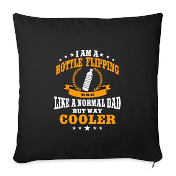 Bottle Flip Dad pour homme - Housse de coussin décorative 45 x 45 cm - noir - Devant