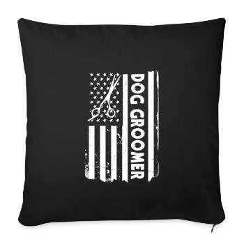 USA Flag Dog Groomer America - Sofa pillowcase 17,3'' x 17,3'' (45 x 45 cm) - black - Front