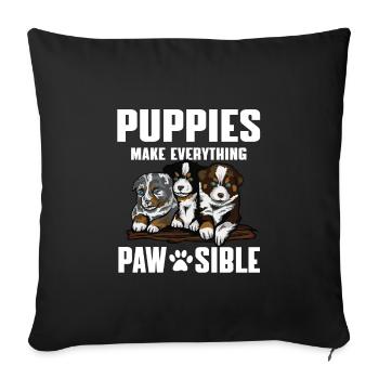 Drôles d’amoureux des chiots Jeux de mots - Housse de coussin décorative 45 x 45 cm - noir - Devant