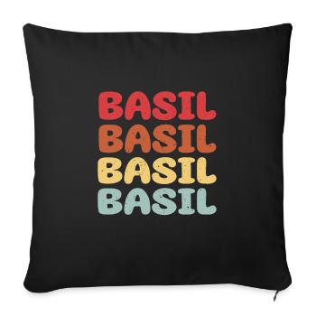 Basil font - Sofa pillowcase 17,3'' x 17,3'' (45 x 45 cm) - black - Front