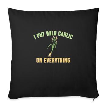 Drôle de dicton d’ail sauvage - Housse de coussin décorative 45 x 45 cm - noir - Devant