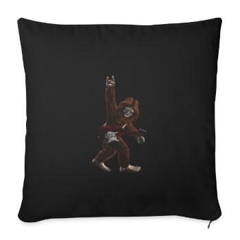 Bigfoot joue de la guitare Sasquatch - Housse de coussin décorative 45 x 45 cm - noir - Devant