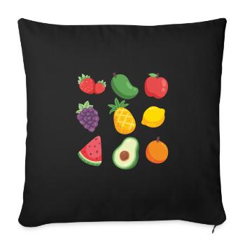 Grande chemise de fruits mélangés - Housse de coussin décorative 45 x 45 cm - noir - Devant