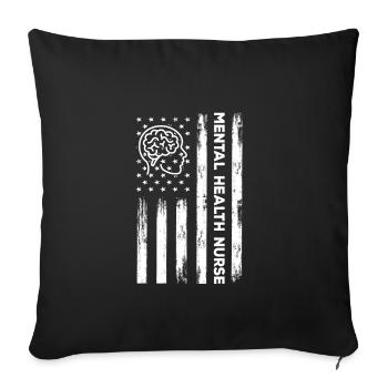 Infirmière psychiatrique du drapeau des États-Unis - Housse de coussin décorative 45 x 45 cm - noir - Devant
