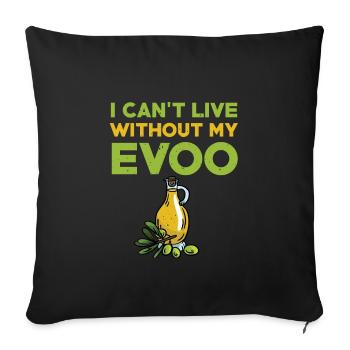 Huile d’olive vierge Evoo - Housse de coussin décorative 45 x 45 cm - noir - Devant