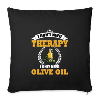 Drôle de dicton sur l’huile d’olive - Housse de coussin décorative 45 x 45 cm - noir - Devant
