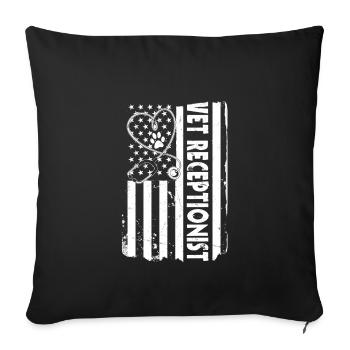 Réceptionniste vétérinaire du drapeau des États-Unis - Housse de coussin décorative 45 x 45 cm - noir - Devant