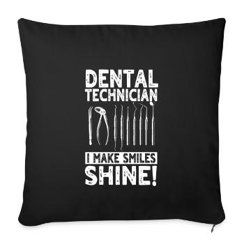 Grand cadeau de prothésiste dentaire - Housse de coussin décorative 45 x 45 cm - noir - Devant