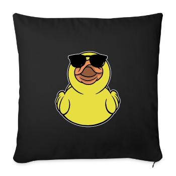 Canard en caoutchouc avec lunettes de soleil - Housse de coussin décorative 45 x 45 cm - noir - Devant